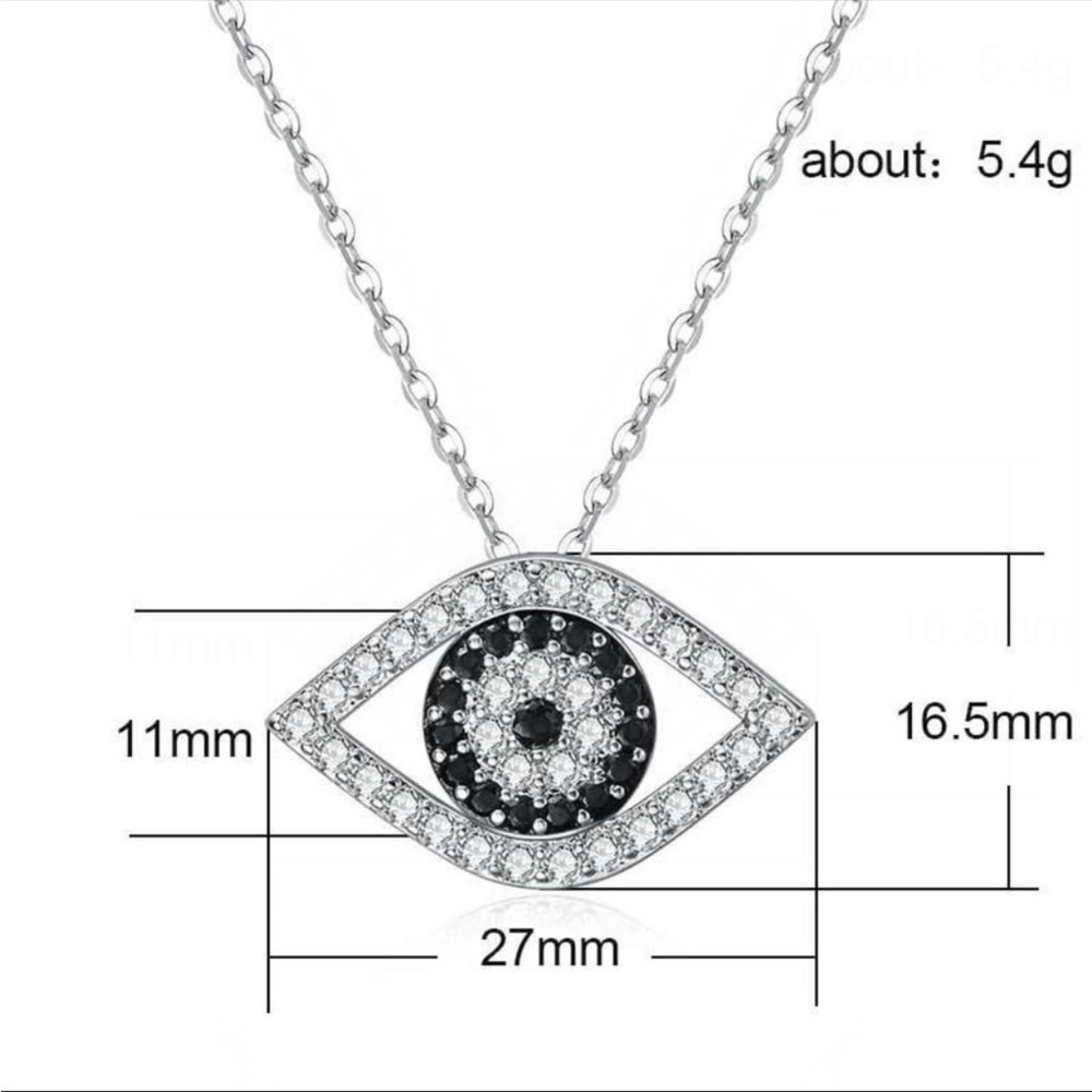 New Unique Hollow Eyes Design Sapphire Micro Pave Silver Plated Necklace - Picture 4 of 5